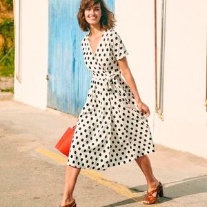 Sézane MARIELLE Dress Black Dots Ecru Background Size 36